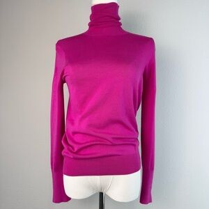 Zara Turtleneck Sweater Size M Hot Pink Ultra Soft Stretchy Lightweight Layering